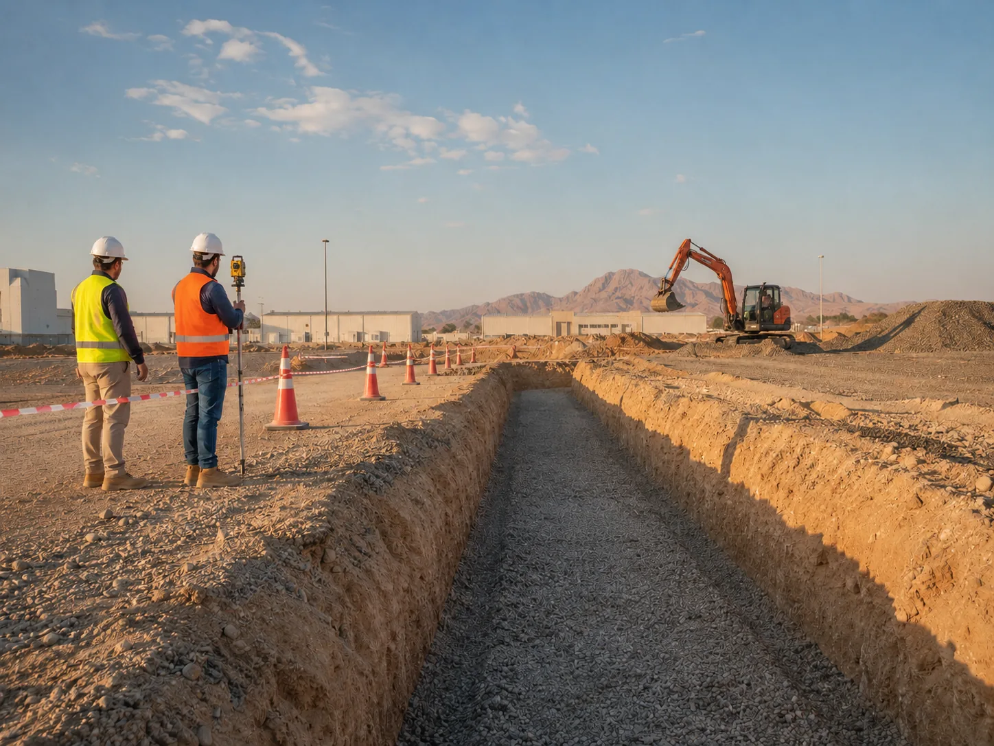 Utility trenching, drainage, and civil maintenance work in Oman
